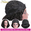 Nadula 10A Malaysian Curly Human Hair Half Wig Malaysian Curly Headband Wigs WEAR WITH OR WITHOUT Headband For Black Women Glueless 3/4 Half Wig 150% Density (26inch) Nadula Store