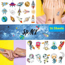 Ooopsi Space Temporary Tattoos for Kids - More Than 140 Tattoos (Pack of 16 Sheets) - Waterproof Universe Outer Space Tattoos Sticker for Children Boys Birthday Party Favors Ooopsi Store