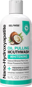 Nano-Hydroxyapatite Oil Pulling Whitening Mouthwash for Teeth and Gums, Natural & Organic, Whitens Teeth, Strengthens Enamel, Fights Bad Breath & Plaque – Smooth & Non-Greasy – for Adults & Kids 8oz Infinity Warehouse
