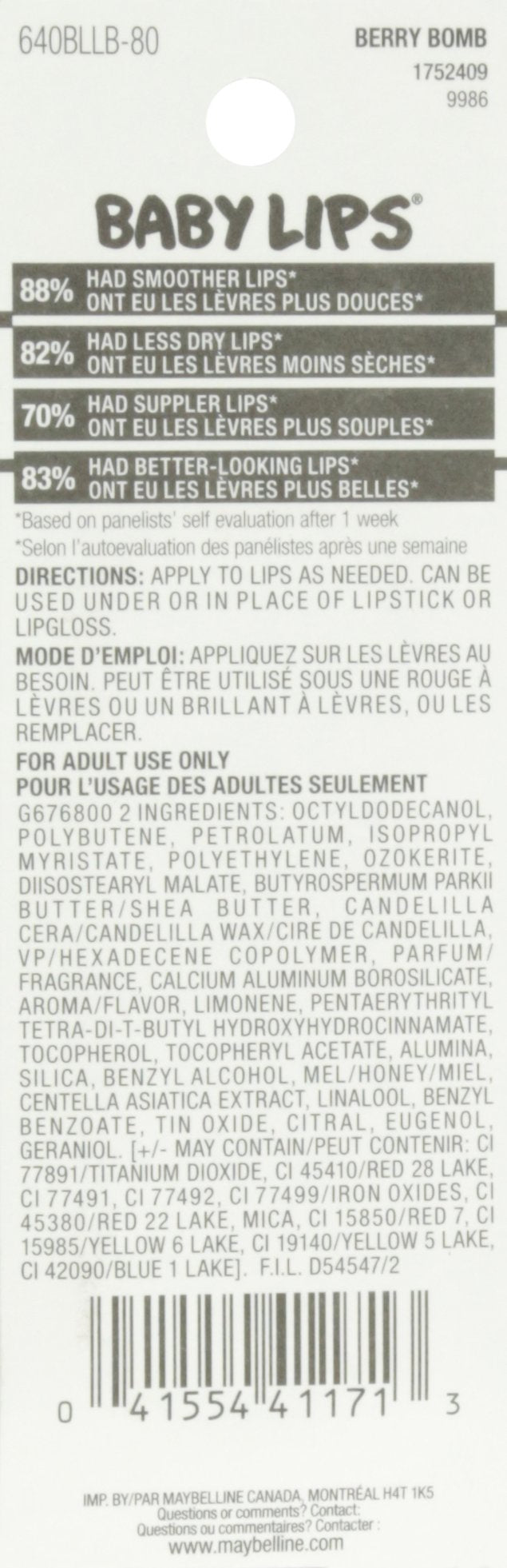 Maybelline New York Baby Lips Balm Electro, Berry Bomb, 0.15 Ounce Maybelline New York