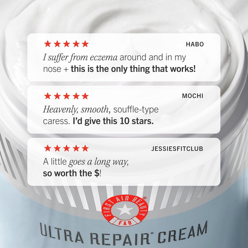 First Aid Beauty - Ultra Repair Cream, Intense Hydration Whipped Colloidal Oatmeal, Clinically Proven to Strengthen Skin Barrier in 7 Days & Helps Relieve Eczema, Luxury Moisturizer, 6 oz + Bonus, 2ct Infinity Warehouse