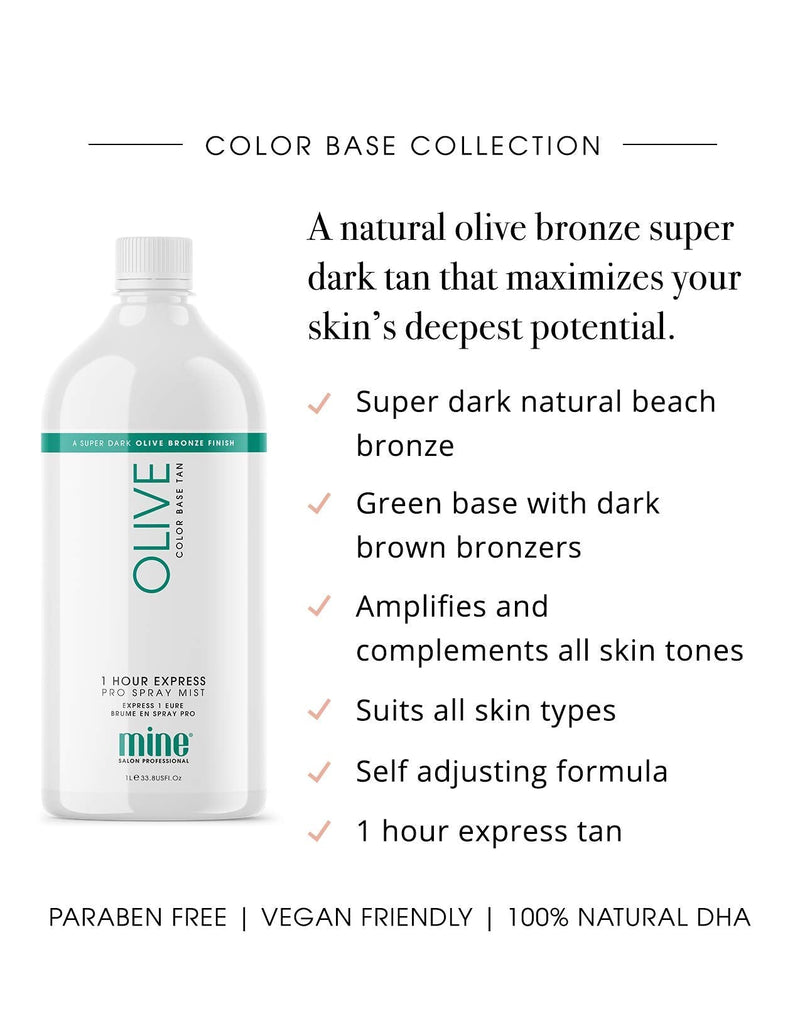 MineTan Spray Tan Solution | Olive Sunless Tanning Solution - For a Natural, Olive Bronze Super Dark Finish, Infused with Powerful Antioxidants & Oils, Salon Professional Formula, Vegan, 33.8 Fl Oz MINETAN BODY.SKIN