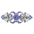 Faship Gorgeous Blue Crystal Hearts And Floral Hair Barrette Faship