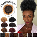 Afro Puff Ponytail Hair Bun Extension Chignon Hairpiece With Drawstring Afro Kinky Curly Wrap Messy Updo Synthetic For American African Black Women(8inch, 1pcs dark brown) S-noilite