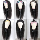 Glueless Wigs Human Hair Water Wave Headband Wigs No Lace Front Wigs for Black Women 9A Virgin Hair Deep Water Curly Wave Wig with Elastic Hair Bands Full Hair Wet and Wavy Human Hair Half Wig Vallbest