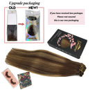 GOO GOO Clip in Hair Extensions Balayage Chocolate Brown to Caramel Blonde Remy Human Hair Extensions 7pcs 120g 20 Inch Long Hair Extensions Clip in Human Hair Straight Hair GOO GOO