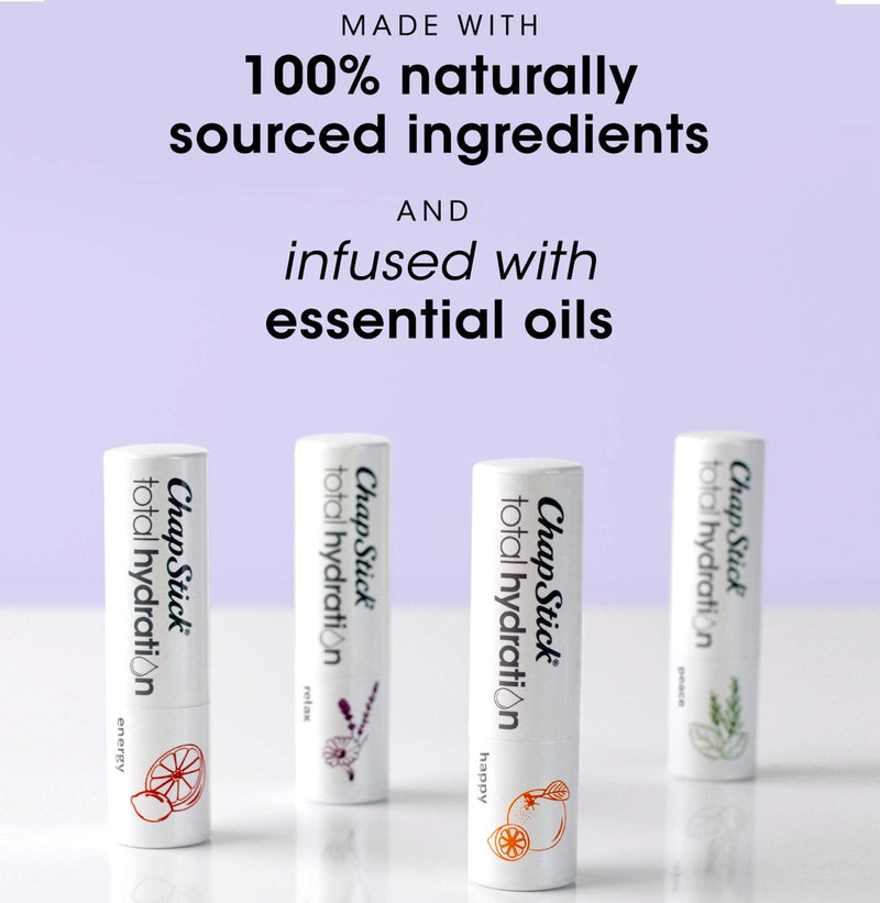 ChapStick Total Hydration Essential Oils Peace Lip Balm, Rosemary + Peppermint Lip Balm Tube, Lip Care - 0.12 Oz Chapstick