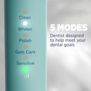 Lumineux Teeth Whitening Sonic Bamboo Electric Toothbrush for Adults - Includes 2 Soft Bristle Replaceable Bamboo Toothbrush Heads, Charging Station & USB Charge Cord - Rechargeable, Light Blue