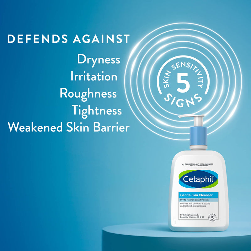 Face Wash by CETAPHIL, Hydrating Gentle Skin Cleanser for Dry to Normal Sensitive Skin, NEW 8 oz 3 Pack, Fragrance Free, Soap Free and Non-Foaming Cetaphil
