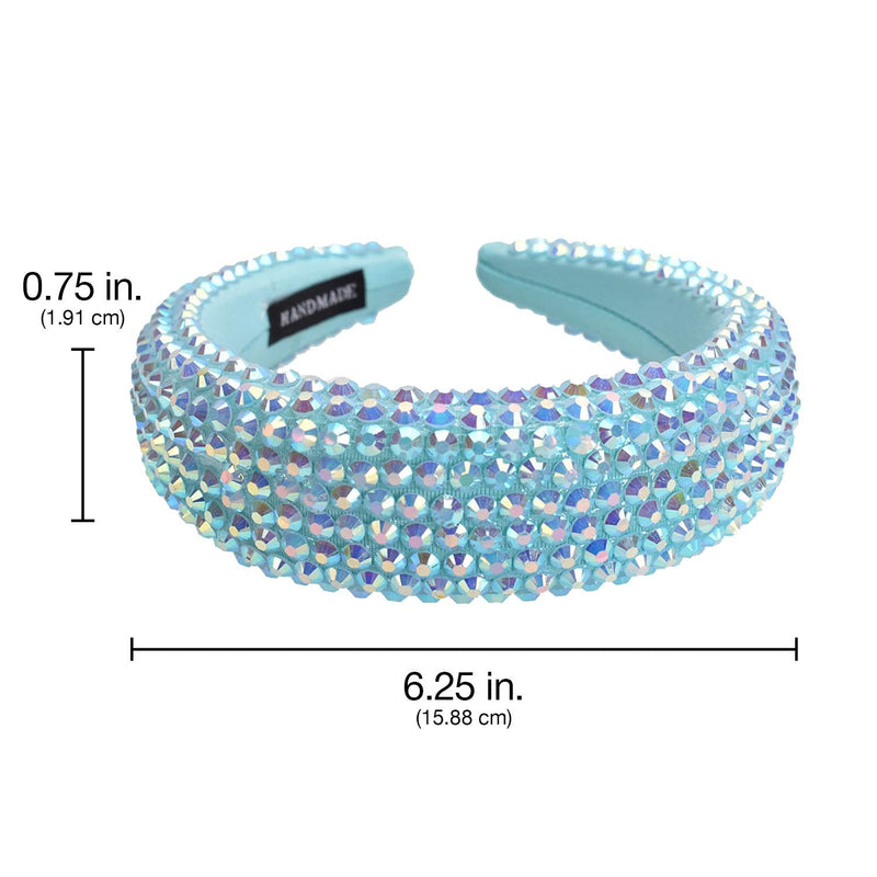 SP SOPHIA COLLECTION Women's Sparkling Crystal Padded Rhinestone Wide Bejeweled Hair Headband Party Hairband Hair Accessories in Aqua SP Sophia Collection Store