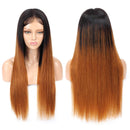 4x4 Lace Front Wig 100% Real Brazilian Hair Ombre 1B 30 Wig, Silky Straight Human Hair Wigs, 150% Density Lace Closure Wigs (18", 1B/30, Straight, 150% Density) ALISFEEL