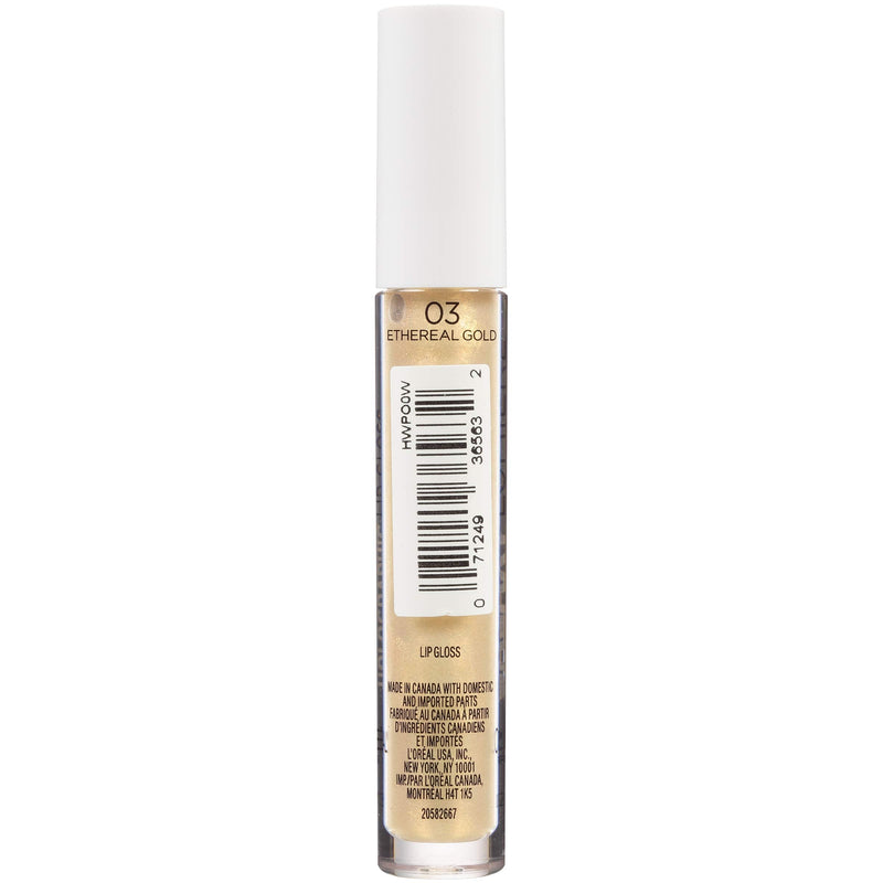 L'Oreal Paris Makeup Infallible Galaxy Lumiere Holographic Lip Gloss, Loaded with Iridescent Pearls, Wear Alone or as a Topper to your Favorite Lipstick, Ethereal Gold, 0.1 fl; oz. L'Oreal Paris