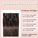 Hairro 100% Human Hair Clip in Extensions Thin 22 Inch Long Straight Dark Brown Human Hair Clip on Hairpieces 75g Machine Weft 8pcs 18 Clips for Women