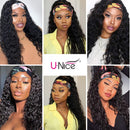 UNice Hair Headband Scarf Human Hair Wig Water Wave Human Hair Glueless Wig No plucking wigs for women Brazilian Virgin Hair Non Lace Front Wig 150% Density 14inch UNICE Store