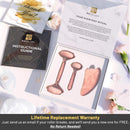 Rose Quartz Roller with Gua Sha, Mini Eye Roller set - Jade Roller for Face - Face Roller 100% Natural Authentic Crystal - Face Massager, Facial Roller for Skin Care, Eyes, Neck - Tones, Firms, Depuff MoValues