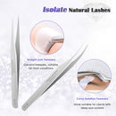 LANKIZ Eyelash Extension Tweezers Set 5 PCS for Volume Lash Extensions Stainless Steel Straight and Curved Tips Eyelash Tweezers for Extensions Isolation Fanning Applicator -Silver LK LANKIZ