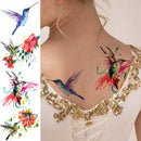15 Sheets FANRUI 3D Watercolor Hummingbird Temporary Tattoos For Women Girl Small Multicolor Hummer Birds Tattoo Temporary Colorful Flower Fake Face Tatoo Kids Tiny Hands Waterproof Tatto Adult Tato FANRUI