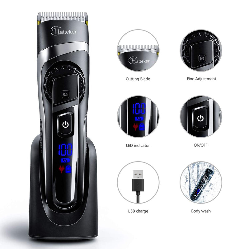 Hatteker Mens Beard Trimmer Hair Clipper Hair Trimmer Cordless Grooming Kit Mustache Trimmer Precision Trimmer for Men Hair Cutting Kit Waterproof 3 in 1 Hatteker
