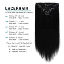 Lacer New Version Thick Hair Extensions Clip in Human Hair Full Head Silky Straight Glam Seamless Clip in Hair Extensions 140g 7pcs Jet Black