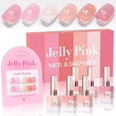 Double Rhythm 6 Pcs 15 ML Gel Polish Set Same Color Same Bottle Soak Off Gel Polish Kit Nail Art Manicure Salon DIY at Home for Women (Jelly Burgundy Red Glitter Silver -T6-56) Infinity Warehouse