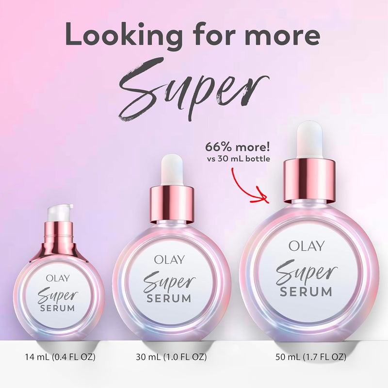 Olay Super Serum - Niacinamide, Vitamin C & E, Collagen Peptide, AHA - 5-in-1 Skin Care Benefits for Face - Healthy Glow, Brightening, Hydrating, Smoothing, Firming, Evens Tone, Anti-Aging, 1.7 Oz Infinity Warehouse