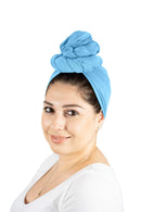 Rosemade 17 Solid Colors Women Head Wrap Hair Scarf Turban Soft Stretch Tie African Hijab Headwear Knit Jersey headwrap (Sky Blue) Rosemade
