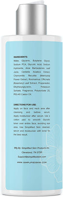 Glycolic Acid Toner 8% for Face (8 oz). Best Exfoliating Facial Peel for Anti-Aging & Acne. Alcohol-free Daily Makeup Removing Toning Solution with AHA & Rosemary Extract by Simplified Skin Simplified Skin