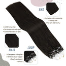 Ugeat Micro Beads Human Hair Extensions 20 Inch Micro Ring Hair Extensions Darkest Brown