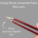 Tweezers – Surgical Grade Stainless Steel - Slant Tip for Expert Eyebrow Shaping and Facial Hair Removal – with Protective Pouch - Best Tweezer for Men and Women (Ruby Red) Zizzili Basics