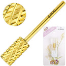 PANA 3/32" Shank Size Professional - Flat Top Large Barrel Gold Carbide 4X Coarse Grit - Nail Drill Bit for Dremel Machine PANA