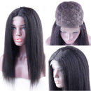 Odir Brazilian Human Hair Kinky Straight 4x4 Lace Front Wigs 20 Inch Yaki Straight Wig Unprocessed Vigin Human Hair Lace Closure Wig 150% Density for Black Women Natural Color Odir