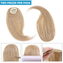 Hairro Clip in Wave Side Bangs Extensions 100% Human Hair 2PCS Dark Blonde Clip on Middle Part French Bangs Thin Sides Swept Fringe Hairpieces