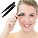 Tweezers for Eyebrows Eyelash Extension Clanriza Stainless Steel Tip Slant ,Set for Ingrown Hair - Premium Quality Eyebrow and Facial Hair Removal - Ideal Gift for Fashionable Women - 2 Pack CLANRIZA