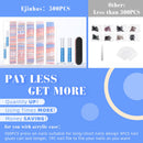 Ejiubas 500Pcs Long Press on Nails - Glossy Coffin Stick Glue on Nails Acrylic Press ons False Nails Set for Women Ballerina Fake Nail Tips Art Salon Kit with Nail Glue Nail File Ejiubas
