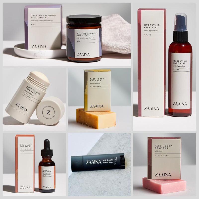 ZAAINA Spa Gift Set for Her - Relaxation Spa Kit for Women, Handmade in USA, Pampering At Home Bath and Body Self Care Spa Package, Luxury Spa Birthday Gifts for Women, Spa Gift Basket for Mom Infinity Warehouse