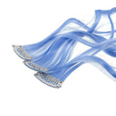 SWACC 12 Pcs Curly Wavy One Color Party Highlights Clip on in Hair Extensions Colored Hair Streak Synthetic Hairpieces (Dull Blue) SWACC