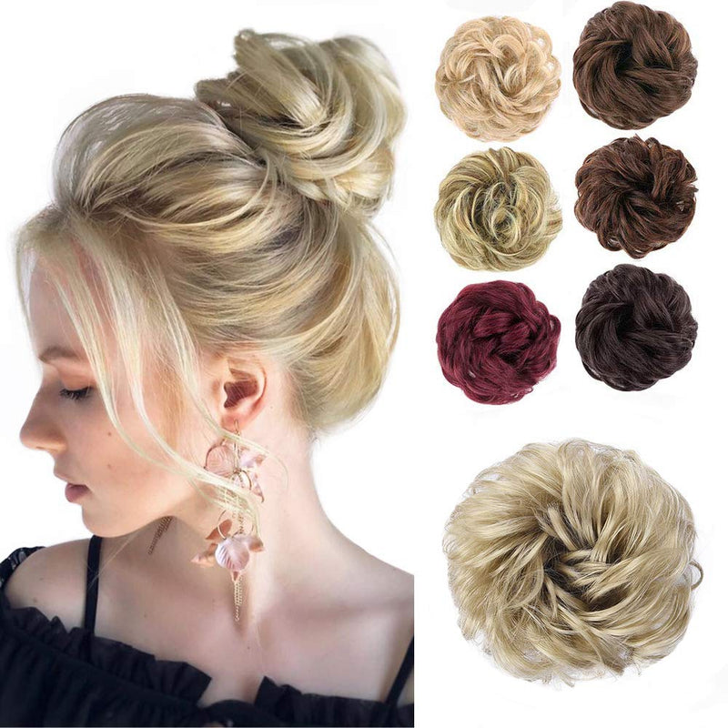 Messy Bun Hair Piece Scrunchy Hair Extensions Tousled Updo Ponytail With Synthetic Hair Elastic Rubber Band Accessories Ash Blonde Aileam Store