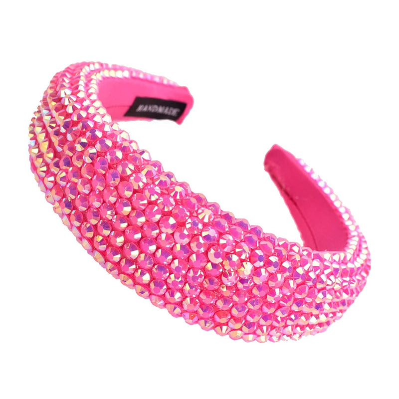 SP SOPHIA COLLECTION Women's Sparkling Crystal Padded Rhinestone Wide Bejeweled Hair Headband Party Hairband Hair Accessories in Hot Pink SP Sophia Collection