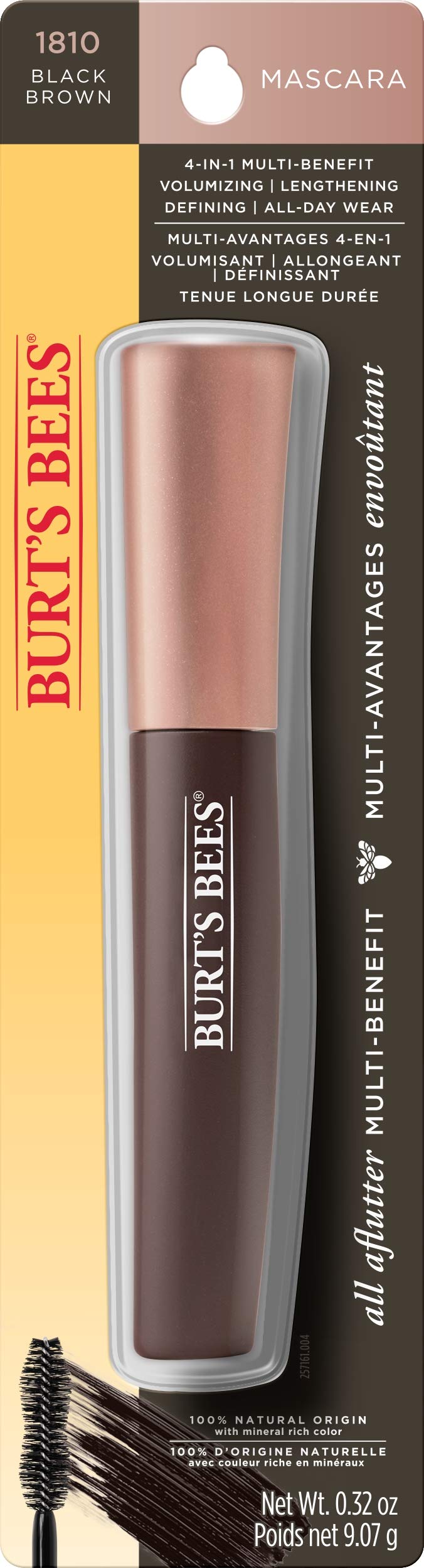Burts Bees 100% Natural Origin All Aflutter Multi-Benefit Mascara, Black Brown 0.32 Ounce Burt's Bees