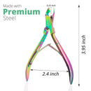 Cuticle Trimmer with Cuticle Pusher Professional Stainless Steel Cuticle Cutter Sharp Blades Double Spring Cuticle Nippers for Nail Care Pedicure Manicure Nail Tools for Home Spa (Multi-Colored) GREEN ESTETICA