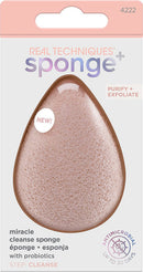 Real Techniques Sponge +, Skin Care Facial Cleanser Tool with Probiotics, Exfoliate and Clean Pores, Miracle Cleansing Sponge Real Techniques