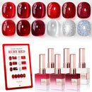 Double Rhythm 6 Pcs 15 ML Gel Polish Set Same Color Same Bottle Soak Off Gel Polish Kit Nail Art Manicure Salon DIY at Home for Women (Jelly Burgundy Red Glitter Silver -T6-56) Infinity Warehouse