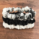 Celestial Silk Mulberry Silk Scrunchies for Hair (Small, Black, Ivory, White Marble) Celestial Silk Store