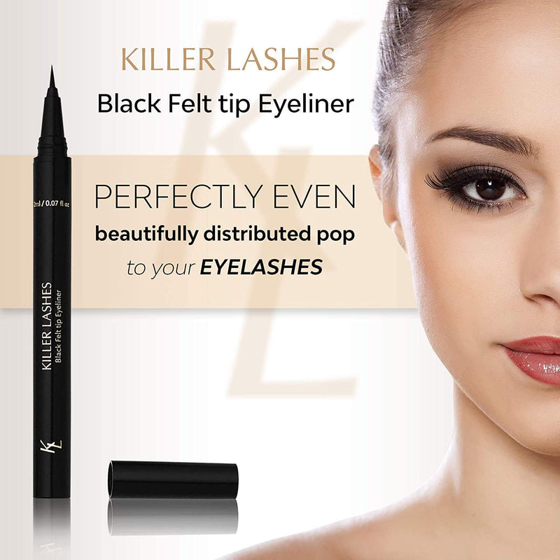 KL Killer Lashes Black Liquid Eyeliner Pen with Felt-Tip for Natural and Statement Looks KL KILLER LASHES
