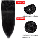 22 Inch Long Clip in Human Hair Extensions 70g Thin 8 Pcs 18 Clips Standard Weft Straight Clip on 100% Human Hairpieces for Women Beauty