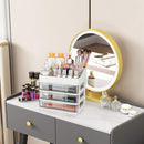 ELUCHANG Cosmetic Makeup Organizer Plastic Storage Box with Drawer Lipsticks Holder Desktop Sundry Storage Case (3 Drawers,Transparent) ELUCHANG