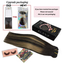 GOO GOO Remy Human Hair Extensions Clip in Balayage Natural Black to Light Blonde 14 inch 7pcs 120g Real Hair Extensions Clip in Natural Hair Extensions Silky Straight GOO GOO Store