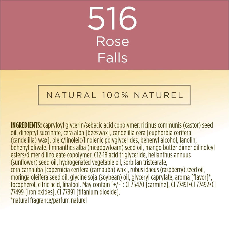 Burts Bees 100% Natural Glossy Lipstick, Rose Falls - 1 Tube Burt's Bees