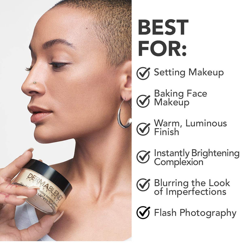 Dermablend Illuminating Banana Powder, Loose Setting Powder Makeup for Brightening and a Long-Lasting Luminous Finish, up to 16hr Wear, 0.63 oz Dermablend