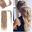 18 Inches Wrap Around Human Hair Ponytail Extensions 100% Remy Human Hair Long Corn Wave Curly With Comb Clip in One Piece Pony Tail Extensions For Lady Women